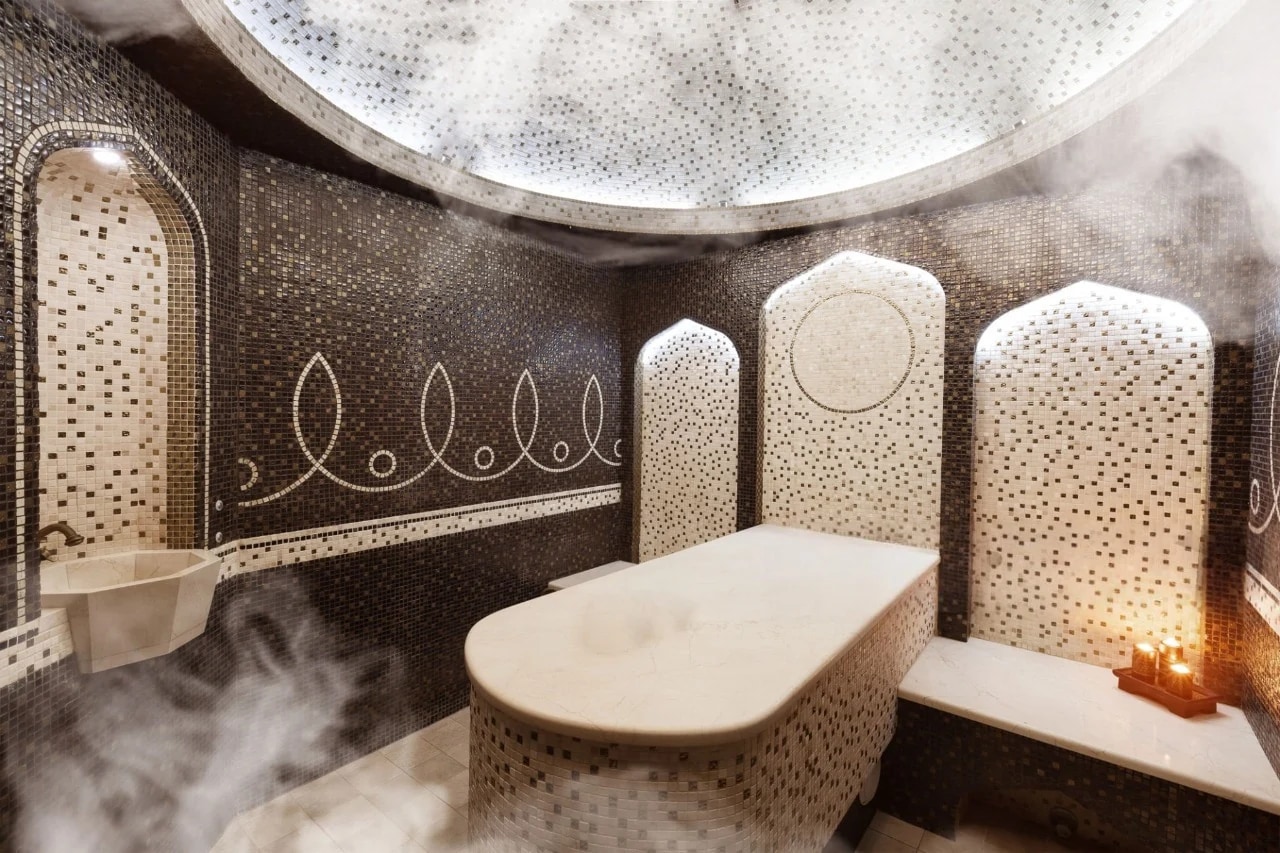 Hamam buhar odası konsepti ve yüksek neme dayanıklı uygulama detayları